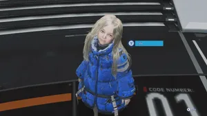 《识质存在》Nintendo Switch 2掌机模式游戏画面截图，显示主角戴安娜在室内场景中持枪站立，发丝呈现明显颗粒感，背景细节较模糊，整体画质偏软。