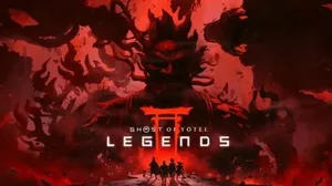 《羊蹄山之魂》游戏界面截图，显示角色持弓瞄准，技能栏中高亮标识‘暗影火焰’技能图标及名称