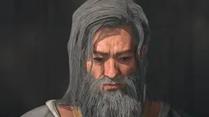 《暗黑破坏神4:憎恨之王》官方预告片截图,画面中一名身穿暗色铠甲、手持巨剑的战士立于燃烧废墟之上,远处可见扭曲的红色天际与巨型恶魔剪影。