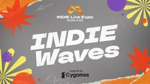 INDIE Live Expo 2026.4.25 官方宣传图，画面中央为节目吉祥物‘愿望单加乐美酱’，背景含活动名称、日期（2026年4月25日）及多语言标识（中、日、英、韩），整体风格简洁明快，带有游戏展活力感。