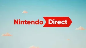 一张模拟的任天堂Switch 2主机侧视图,白色机身配蓝色Joy-Con手柄,置于黑色背景上,无文字或游戏画面元素