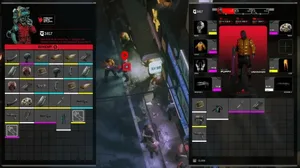 《RUINER 2》游戏画面截图:一名身穿黑色高领战术服、佩戴发光义眼的赛博朋克风格主角持枪侧身站立于霓虹闪烁的雨夜城市街道,背景可见巨型全息广告牌与摩天楼群。