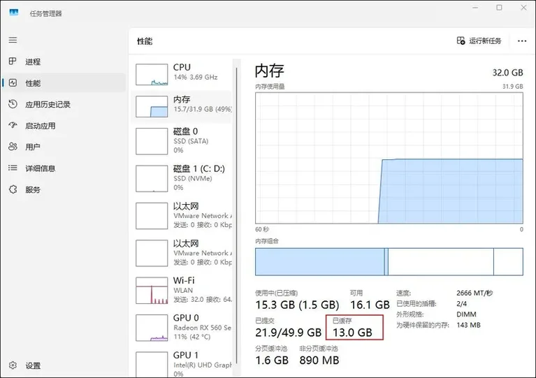 关闭Windows11这两个默认功能,内存释放了13G!